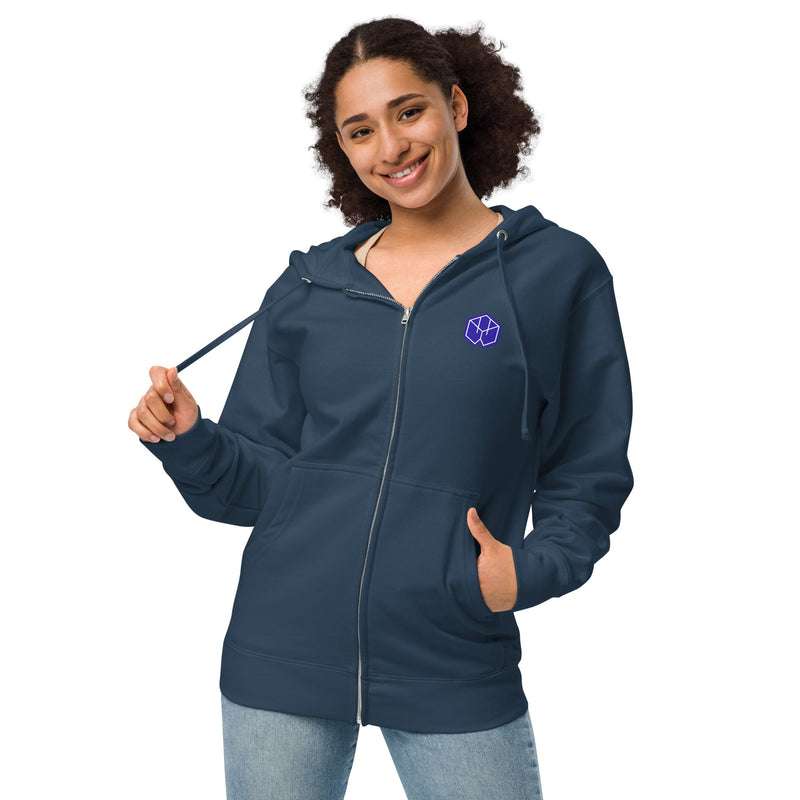 Transcendence Unisex fleece zip up hoodie - BoxWood Board Designs - Navy - S - -