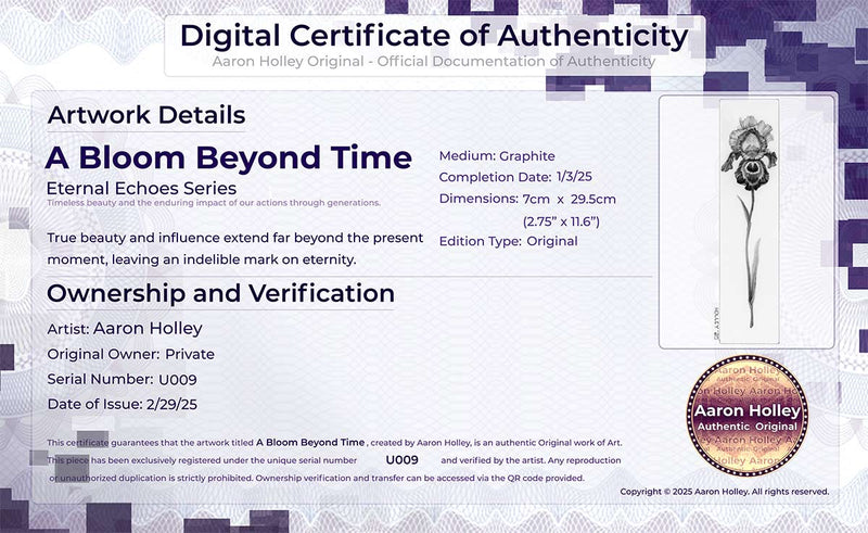 Digital Certificate of Authenticity-A Bloom Beyond Time