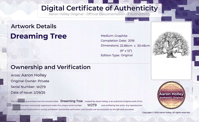 Digital Certificate of Authenticity-Dreaming Tree