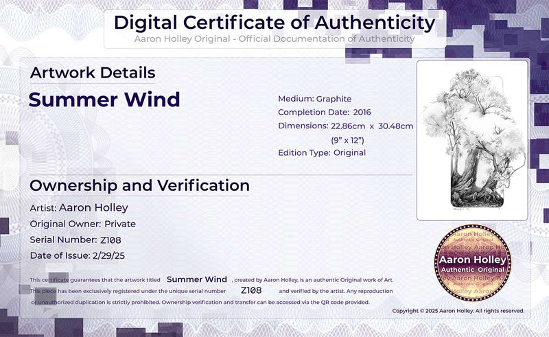 Digital Certificate of Authenticity-Summer Wind