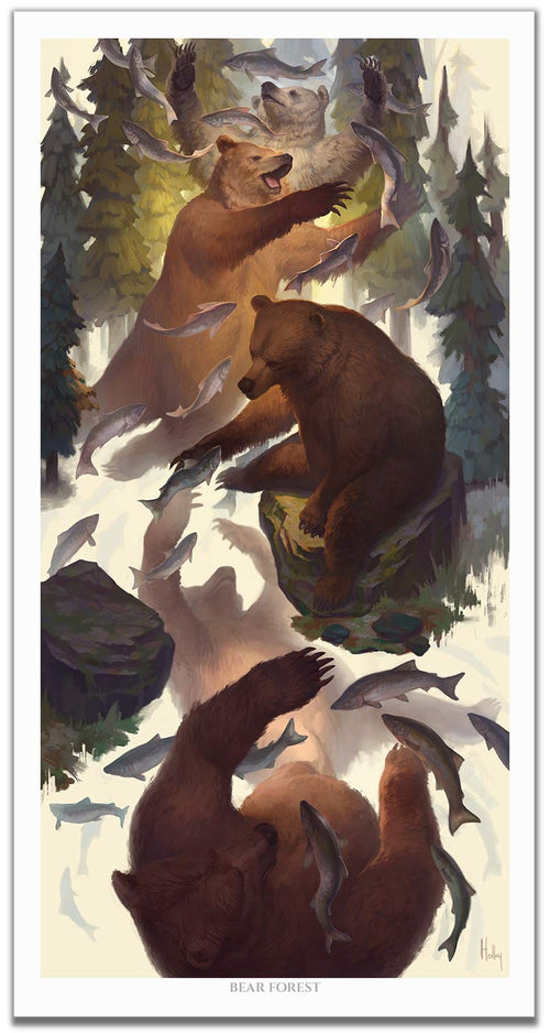 Bear Forest - LIMITED EDITION - BoxWood Board Designs - 18" x 36" - - Thrive Print