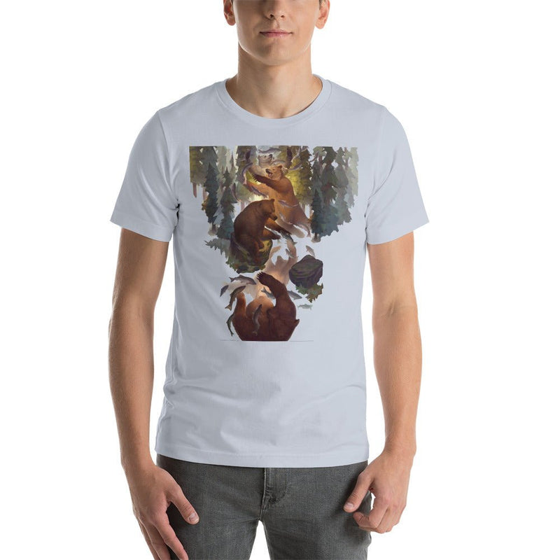Bear Forest Short-sleeve unisex t-shirt - BoxWood Board Designs - Light Blue - XS - -