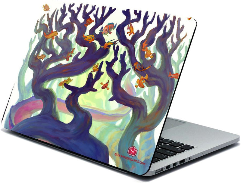 Curious Coral Laptop or Macbook BARK - BoxWood Board Designs - Medium - 13" - - Laptop / Macbook BARK