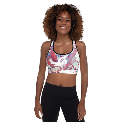 Ebb and Flow Padded Sports Bra - BoxWood Board Designs - Black - XS - -