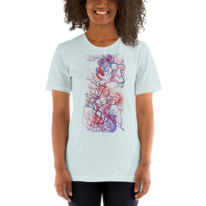 Ebb and Flow Short-Sleeve Unisex T-Shirt - BoxWood Board Designs - Heather Prism Ice Blue - XS - -