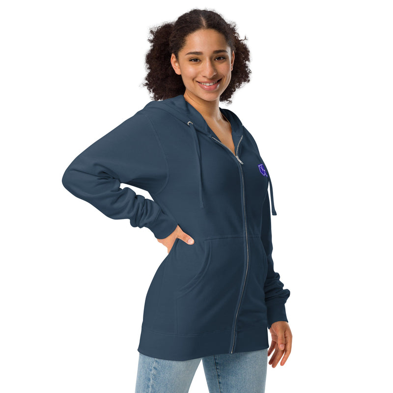 Transcendence Unisex fleece zip up hoodie - BoxWood Board Designs - Navy - S - -