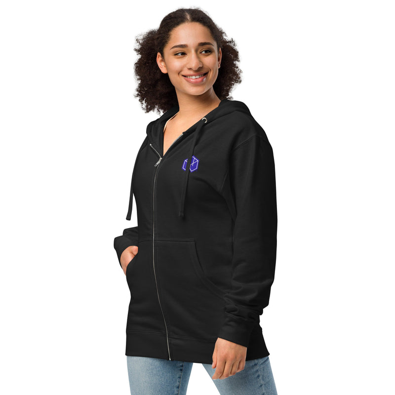 Transcendence Unisex fleece zip up hoodie - BoxWood Board Designs - Black - S - -
