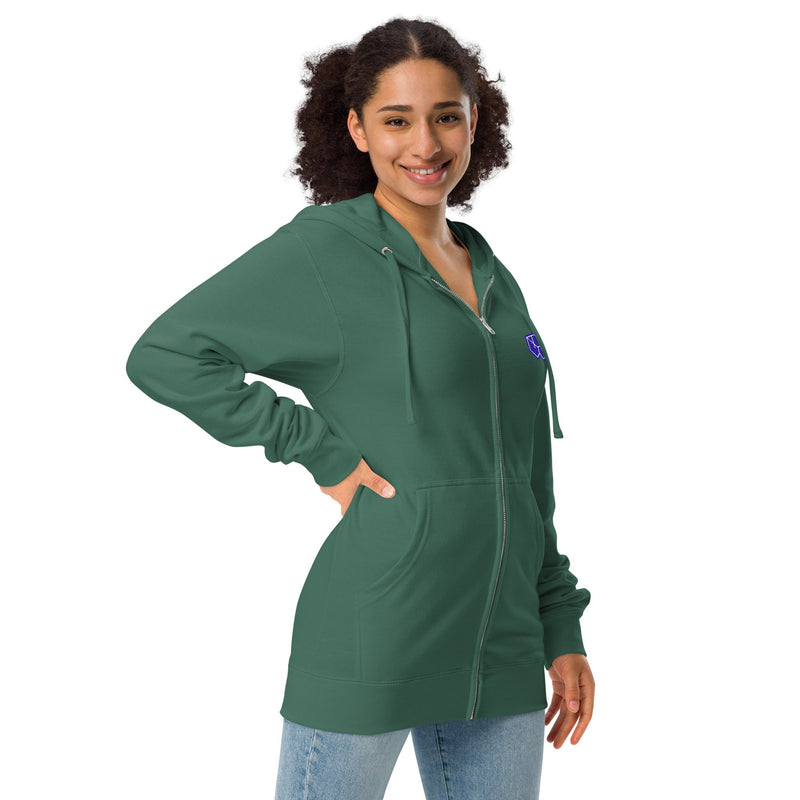 Transcendence Unisex fleece zip up hoodie - BoxWood Board Designs - Alpine Green - S - -