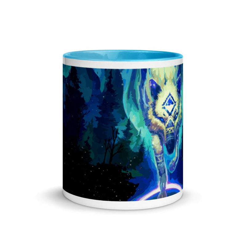 Wolf Star Mug with Color Inside - BoxWood Board Designs - Blue - -