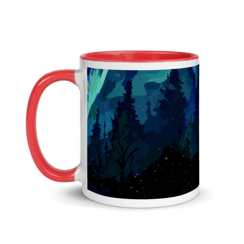 Wolf Star Mug with Color Inside - BoxWood Board Designs - Red - -