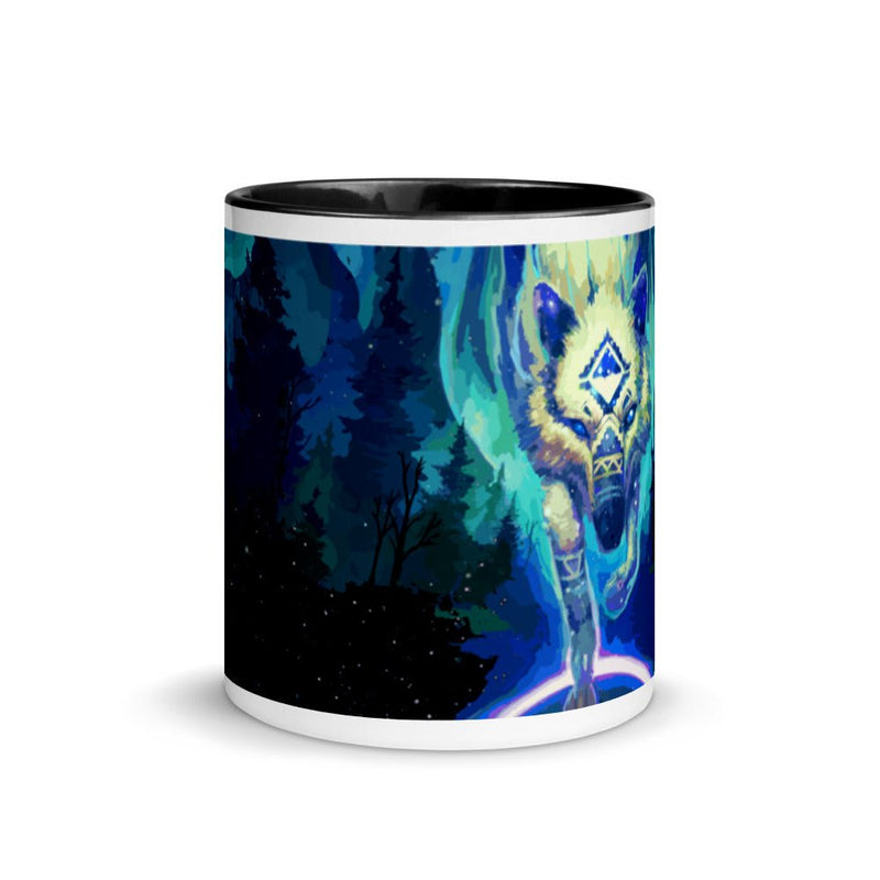 Wolf Star Mug with Color Inside - BoxWood Board Designs - Black - -