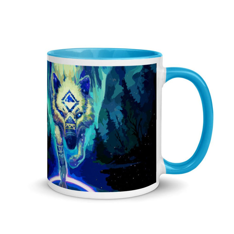 Wolf Star Mug with Color Inside - BoxWood Board Designs - Blue - -