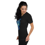 Wolf Star Unisex Short Sleeve V-Neck T-Shirt - BoxWood Board Designs - Black - XS - -